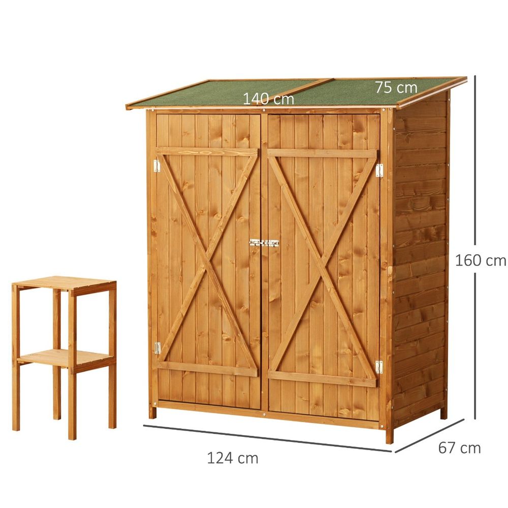 Premium Garden Wood Storage Shed & Table - High-Quality, Asphalt Roof, Tool Organizer