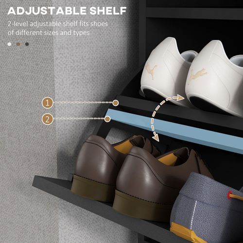 HOMCOM 3-Drawer Shoe Cabinet with Adjustable Shelf for 12 Pairs of Shoes, Narrow Shoe Storage Cabinet with 2 Flip Doors for Hallway, Entryway, Black