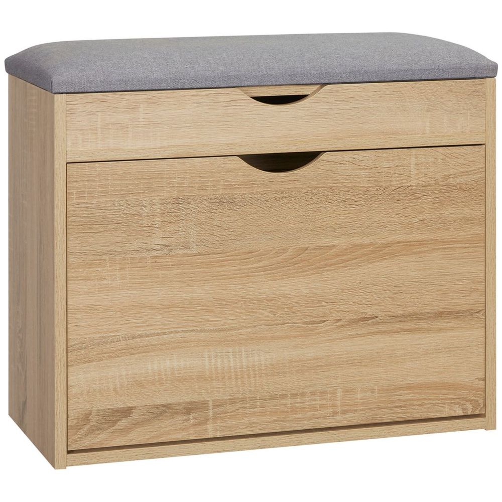 HOMCOM Entryway Shoe Bench & Storage Cabinet - Natural