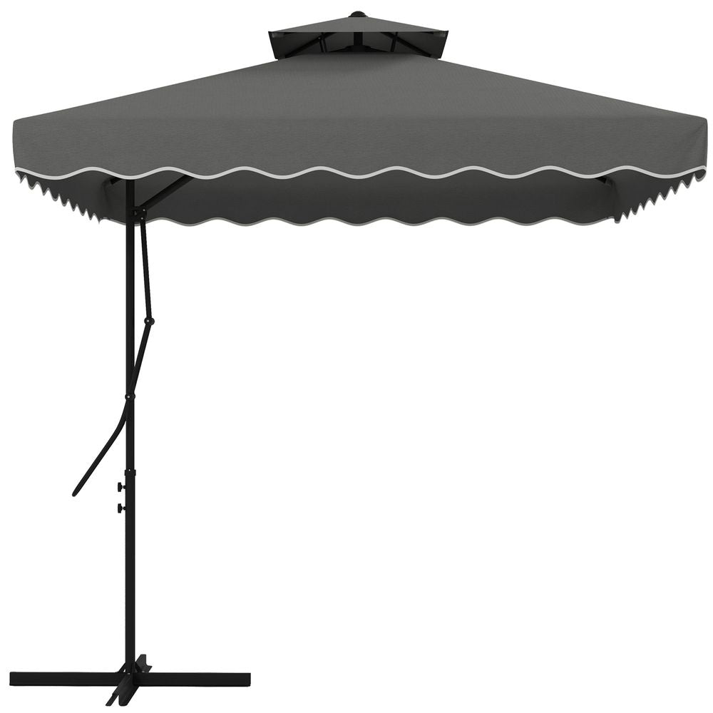 Premium Outsunny 2.5m Square Cantilever Garden Parasol - Elegant Grey Design - High-Quality Materials - Cross Base Included