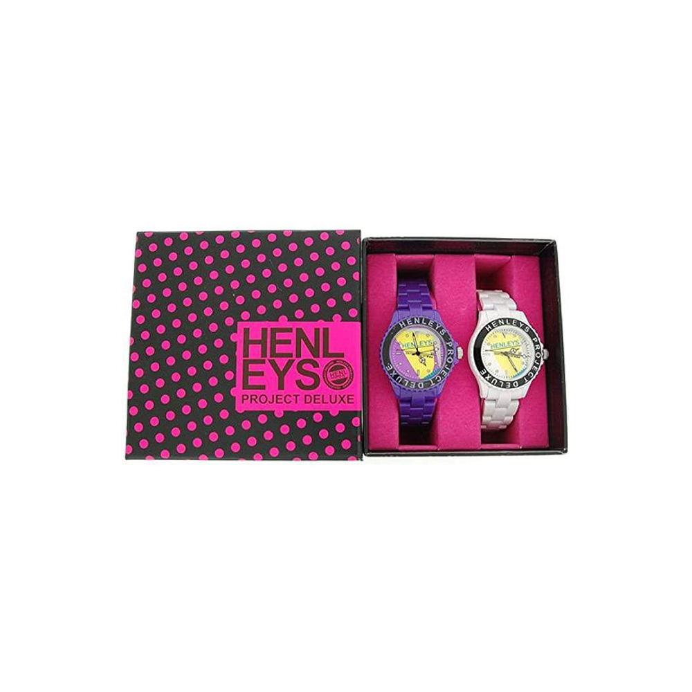 Henleys Project Deluxe Women's Set of 2 Plastic Watches Purple-White - CLEARANCE SALE - LIMITED STOCK