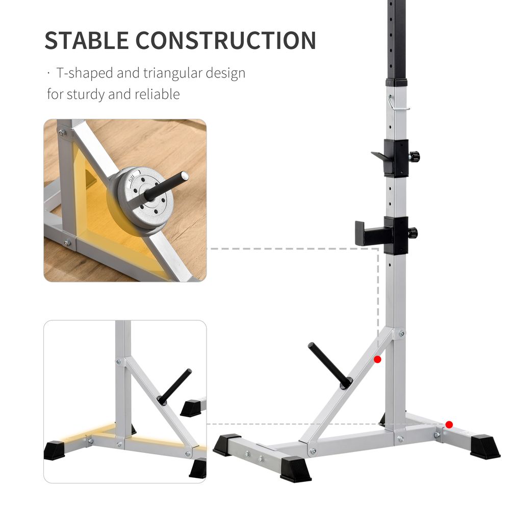 Premium Heavy-Duty Adjustable Barbell Squat Rack Weight Lifting Bench 200kg Capacity - HOMCOM