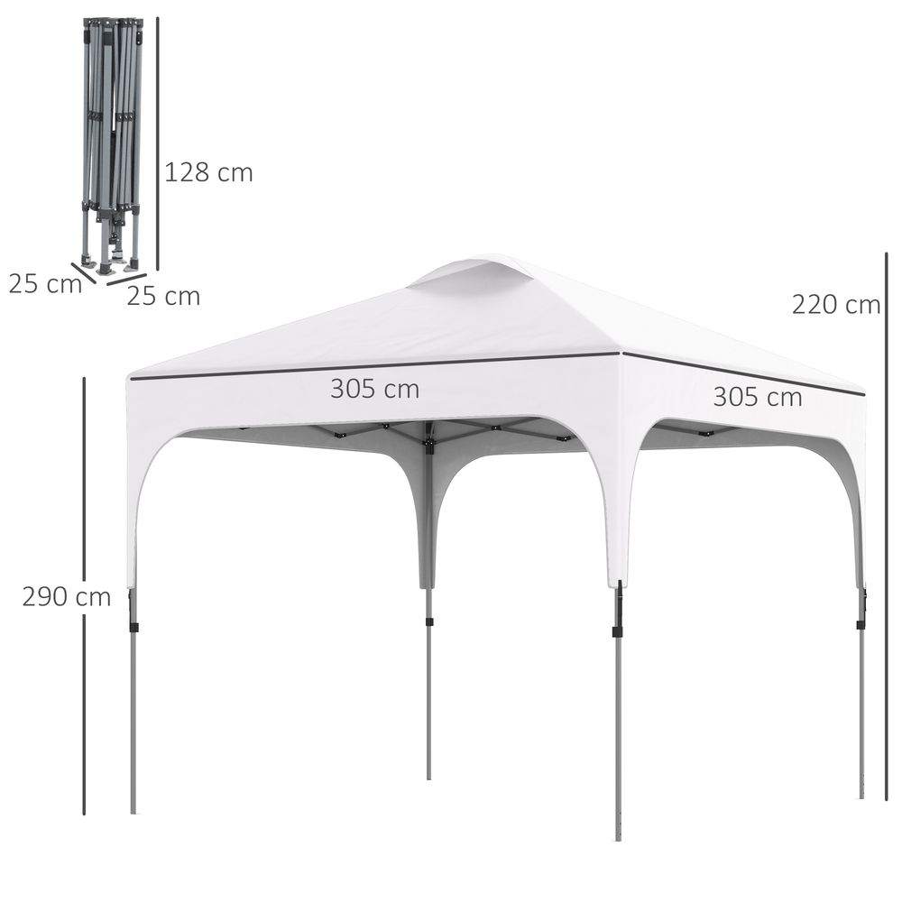 Premium 3x3M Pop Up Gazebo - Carry Bag, 4 Leg Weight Bags, White - Outdoor Events, BBQs, Camping