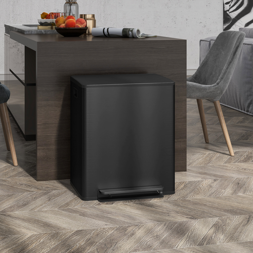 HOMCOM 2 x 25L Double Kitchen Bin, Pedal Bin with Soft-Close Lid