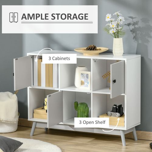 HOMCOM Bookcase, Display Cabinet with 6 Storage Cubes for Living Room
