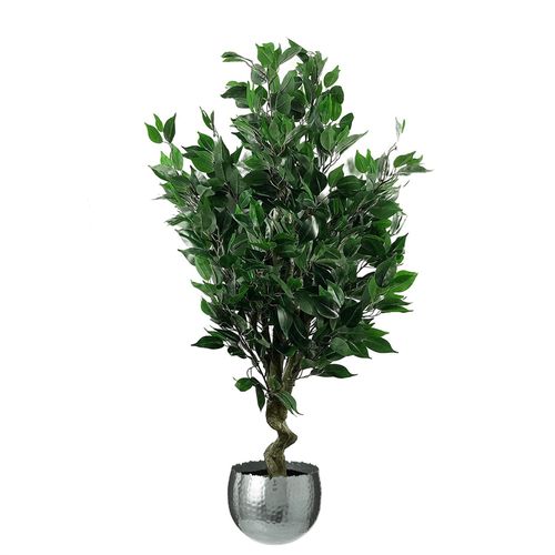 110cm Leaf Realistic Artificial Ficus Tree / Plant  Silver Curve Planter