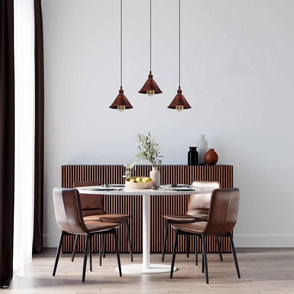 Rustic Red Vintage Pendant Light - Retro Industrial Style - High-Quality Metal - Cozy, Warm Atmosphere - E27 Base - Free Shipping