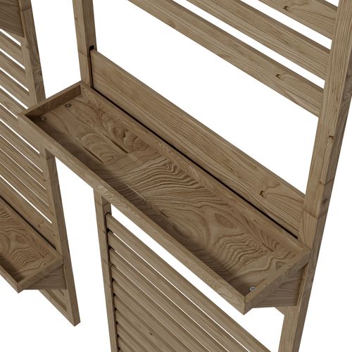 Outsunny Wall Mounted Plant Stands Set of 2 with Shelves and Slatted Trellis
