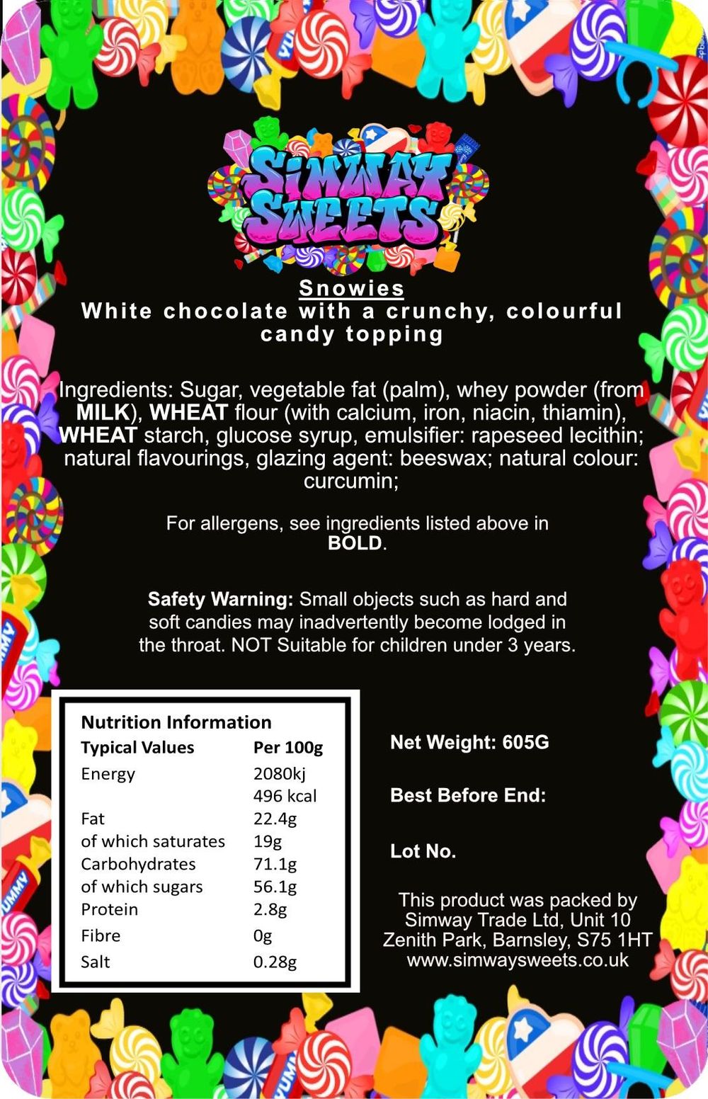 Retro Sweets Gift Jar White Chocolate Jazzies Snowies Jazzles | Best Quality, Delivered to Your Door