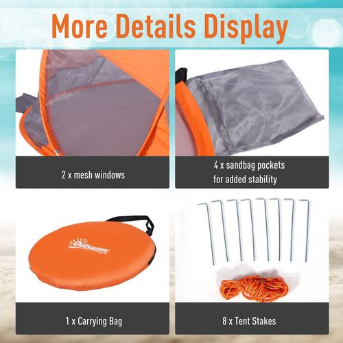 Outsunny 1-2 Person Pop up Beach Tent Hiking UV 30+ Protection Patio Sun Shade Shelter Portable Automatic