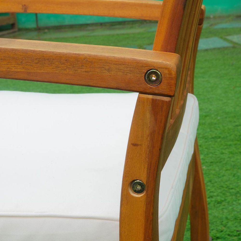 Premium Outsunny Rocking Chair - Acacia Hardwood Deck - Indoor Outdoor Cushion - Durable & Comfortable