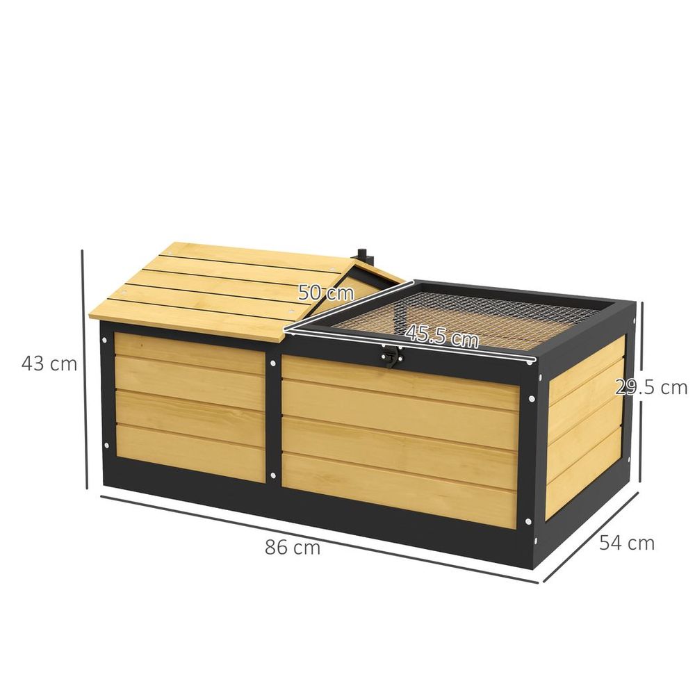 PawHut Wooden Tortoise House, Shelter Den and Run - Ideal for Small Pet Reptiles