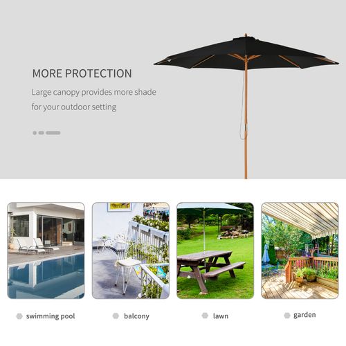 Bamboo Wooden Market Patio Umbrella  3 x 2.5 m