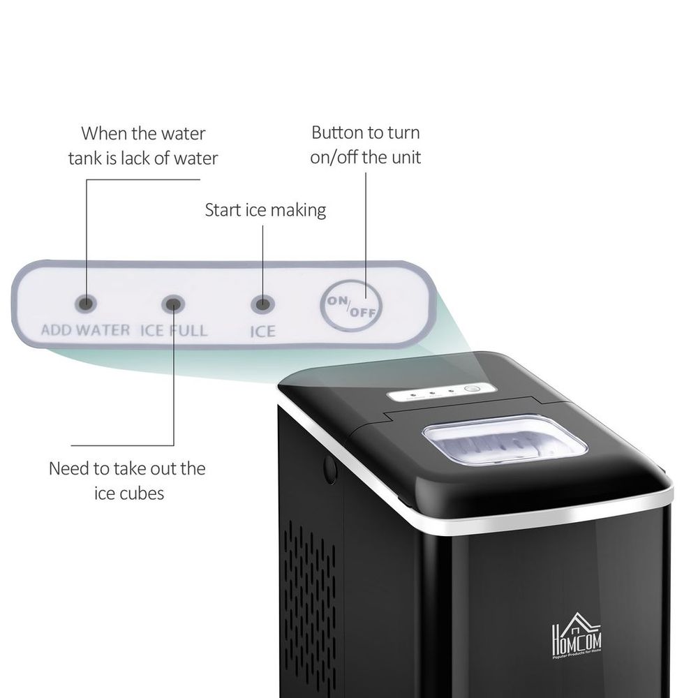 12kg/24H Ice Maker w/ Scoop Basket - Black | Perfect for Home Office