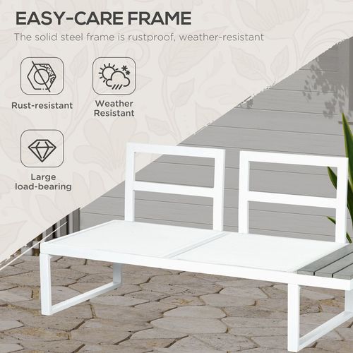 Outsunny 4 PCs Garden Set w/ 5-Level Recline Corner Conversation Sofa Set White
