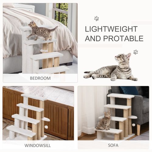 PawHut Pet Stair with 4-step Climb Ladder, Scratching Posts