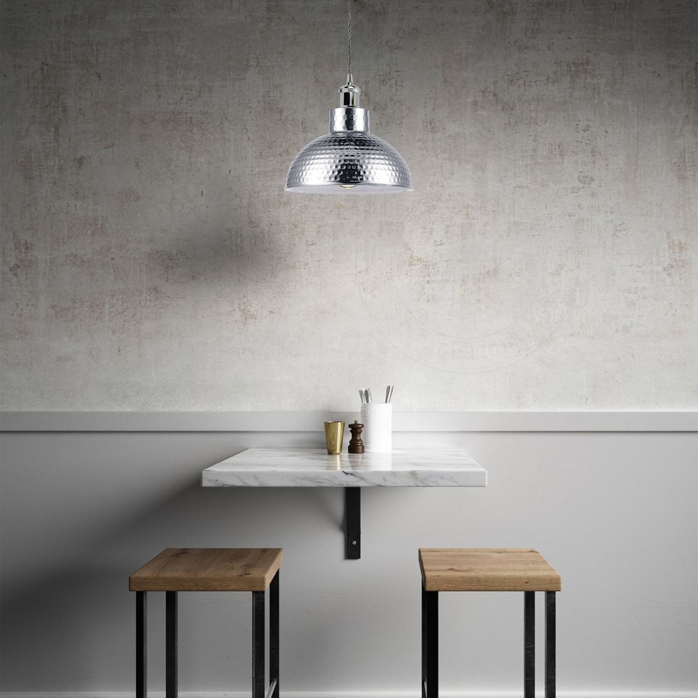 Vintage Industrial Chrome Pendant Light - High-Quality Metal Shade Hanging Lamp
