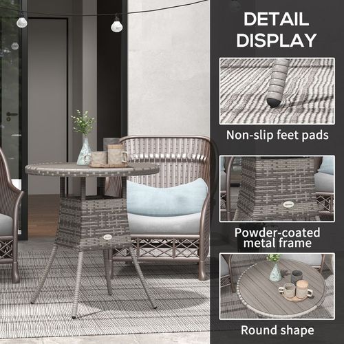 Outsunny Outdoor PE Rattan Dining Table w/ Wood-plastic Composite Top, Grey