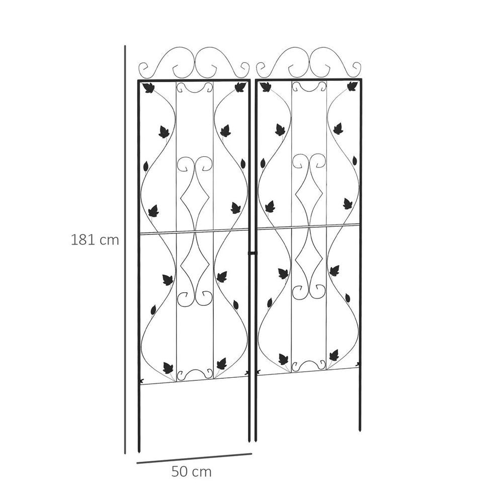 Premium Outsunny Metal Trellis Set - 2-Pack, Leaf Design
