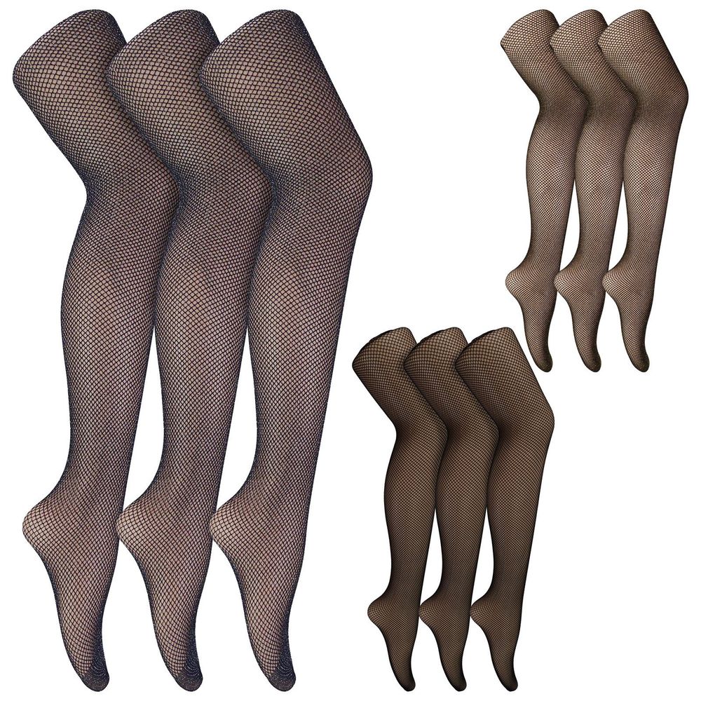 Women's 3 Pair Multipack Fishnet Glitter Lurex Tights