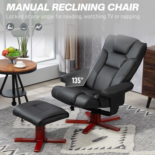 HOMCOM Reclining Armchair with Footstool and Adjustable Backrest