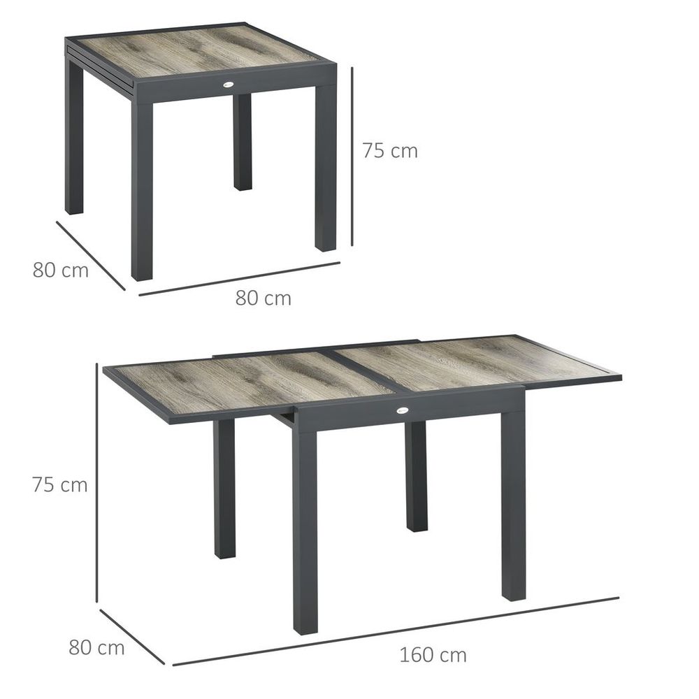 Outsunny Extendable Outdoor Dining Table - Aluminium Rectangular Patio Table