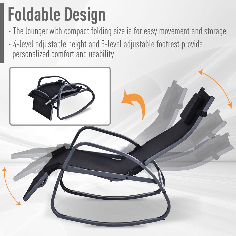 Metal Frame Zero Gravity Rocking Patio Chair - Black