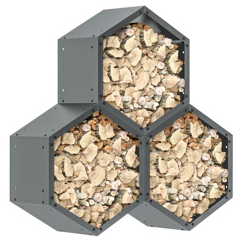 Outsunny Steel Firewood Log Rack Fireplace Log Holder for Indoor Outdoor