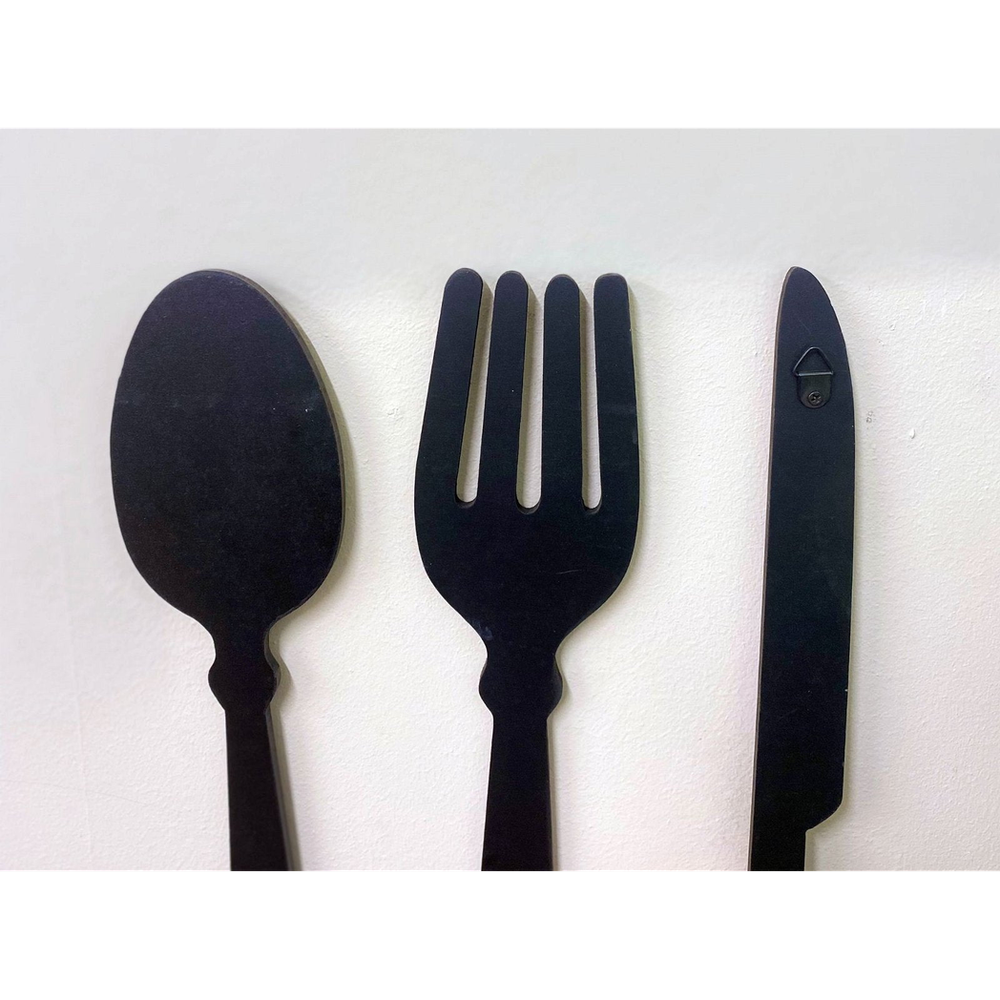 Modern Black Cutlery Wall Decor 39cm - Unique & Stylish Home Decoration