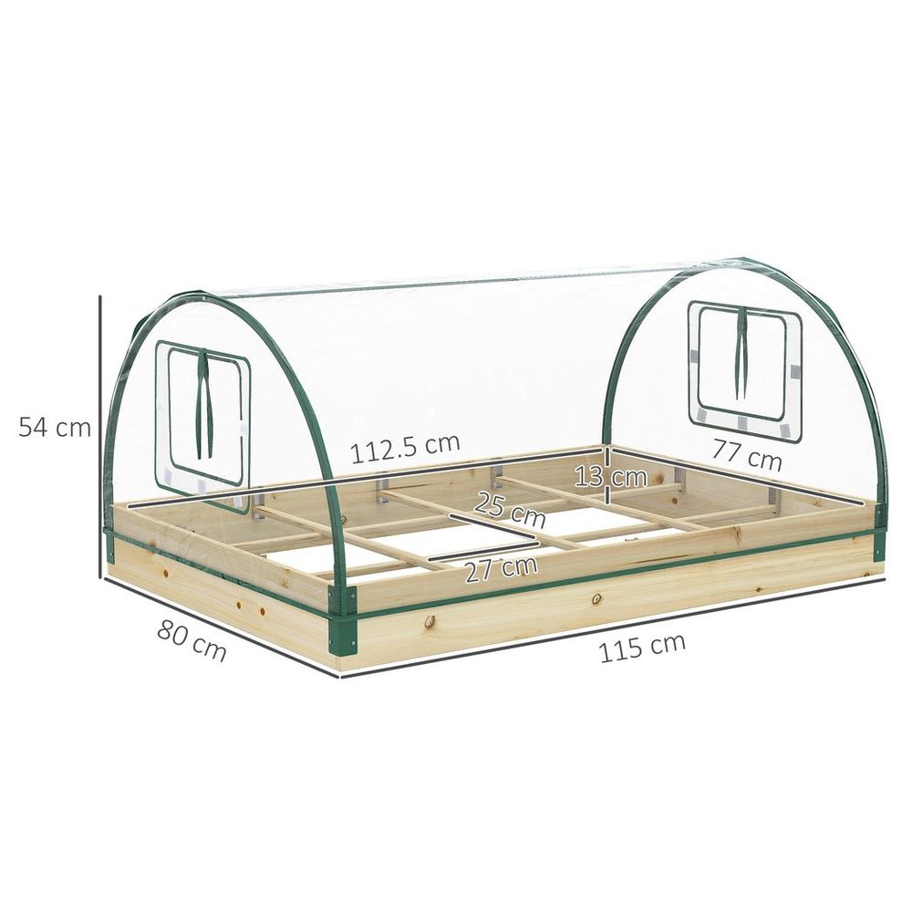 Outsunny Raised Garden Bed with Greenhouse Roll Up Windows