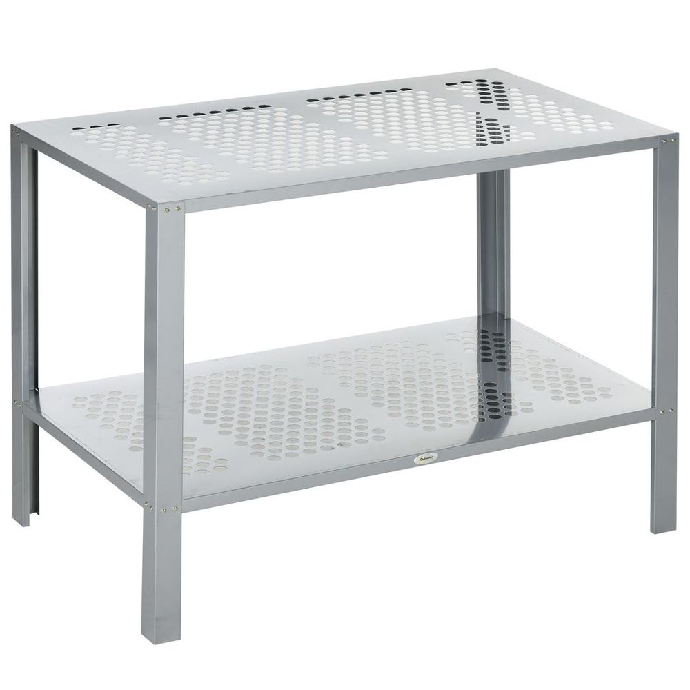 Outsunny 2-Tier Steel Plant Stand - Stylish Patio Organizer & Display Shelf