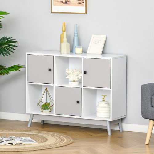 HOMCOM Bookcase, Display Cabinet with 6 Storage Cubes for Living Room
