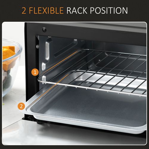 Mini Oven 9L Countertop Electric Grill Toaster Pizza 750W Timer Adjustable Black