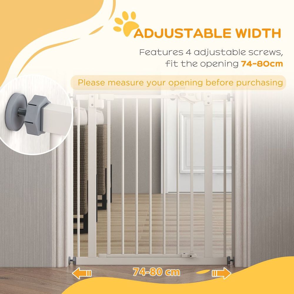 PawHut Adjustable Safety Gate - Keep Pets Safe & Secure, Easy Assembly, White