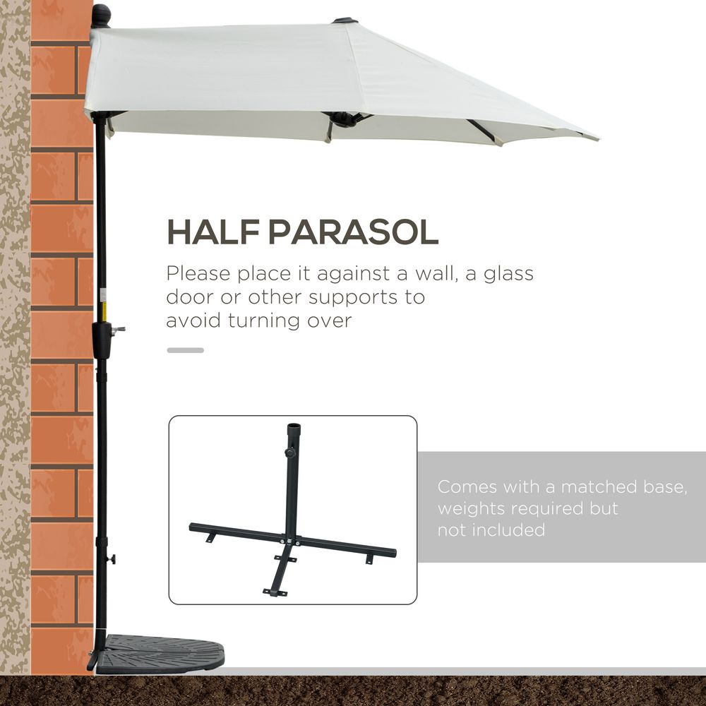 Premium 2m Half Parasol Market Crank - Cream White