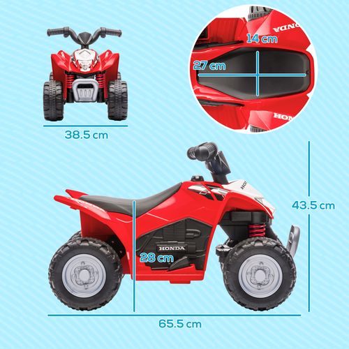 AIYAPLAY Honda Licensed Kids Electric Quad Bike 6V ATV 1.5-3 Years Red
