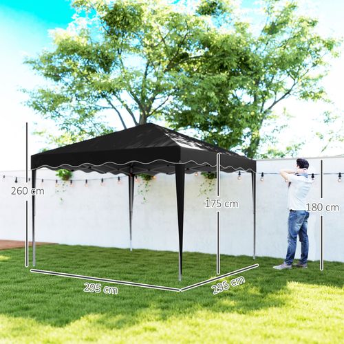 Outsunny 3x3(m) Pop Up Gazebo Marquee Tent for Garden w/ Carry Bag Black