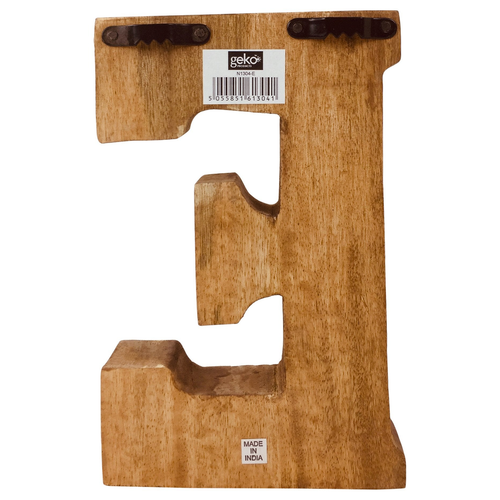 Hand Carved Wooden Flower Letter E