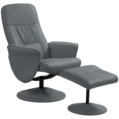 HOMCOM PU Leather Armchair and Footrest Swivel Recliner w/ Ottoman