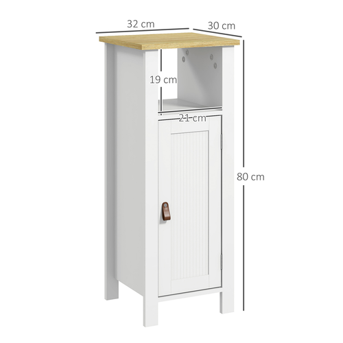 kleankin Slim Bathroom Storage Unit with Adjustable Shelf, White
