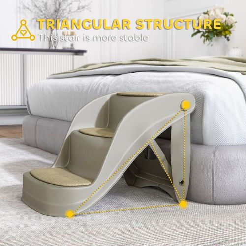 PawHut Foldable Pet Stairs 3 Steps with Non-slip Mats for Small Dogs