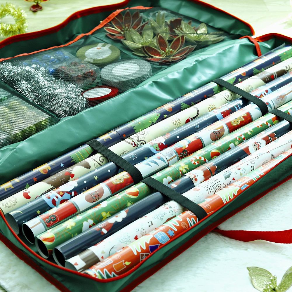 Christmas Xmas Gift Wrap Storage Bag [Green,0008941] - Organize, Store, & Protect Your Wrapping Paper & Accessories