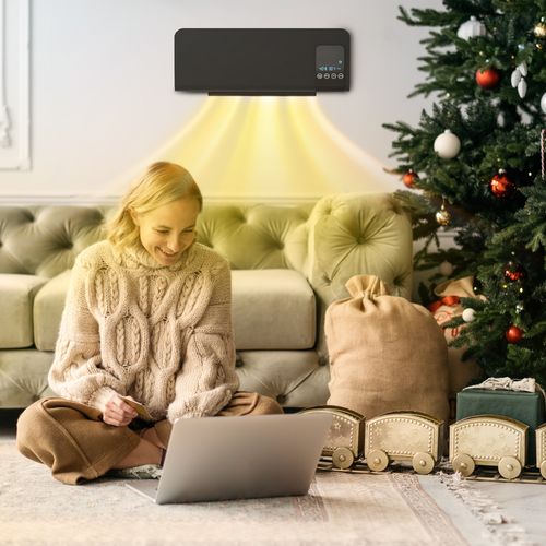 HOMCOM 2000W Wall Mounted Ceramic Heater with Remote Control for Home