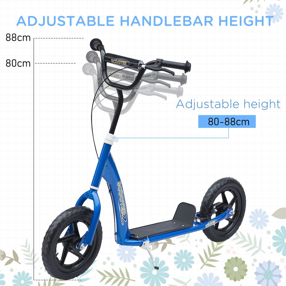HOMCOM Teen Push Scooter Kids Children Stunt Scooter Bike Bicycle Ride On 12" EVA Tyres (Blue)