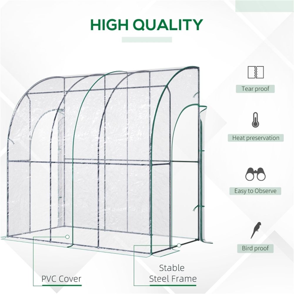 Walk-In Lean to Wall Tunnel Greenhouse