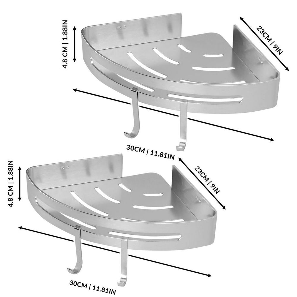 Rust-Resistant Adhesive Corner Shower Caddy | 2 Tier Bathroom Organizer by M&W