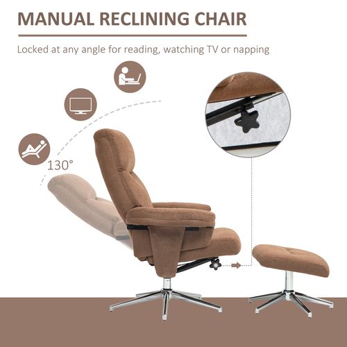 HOMCOM Recliner Chair with Footstool with Adjustable Back