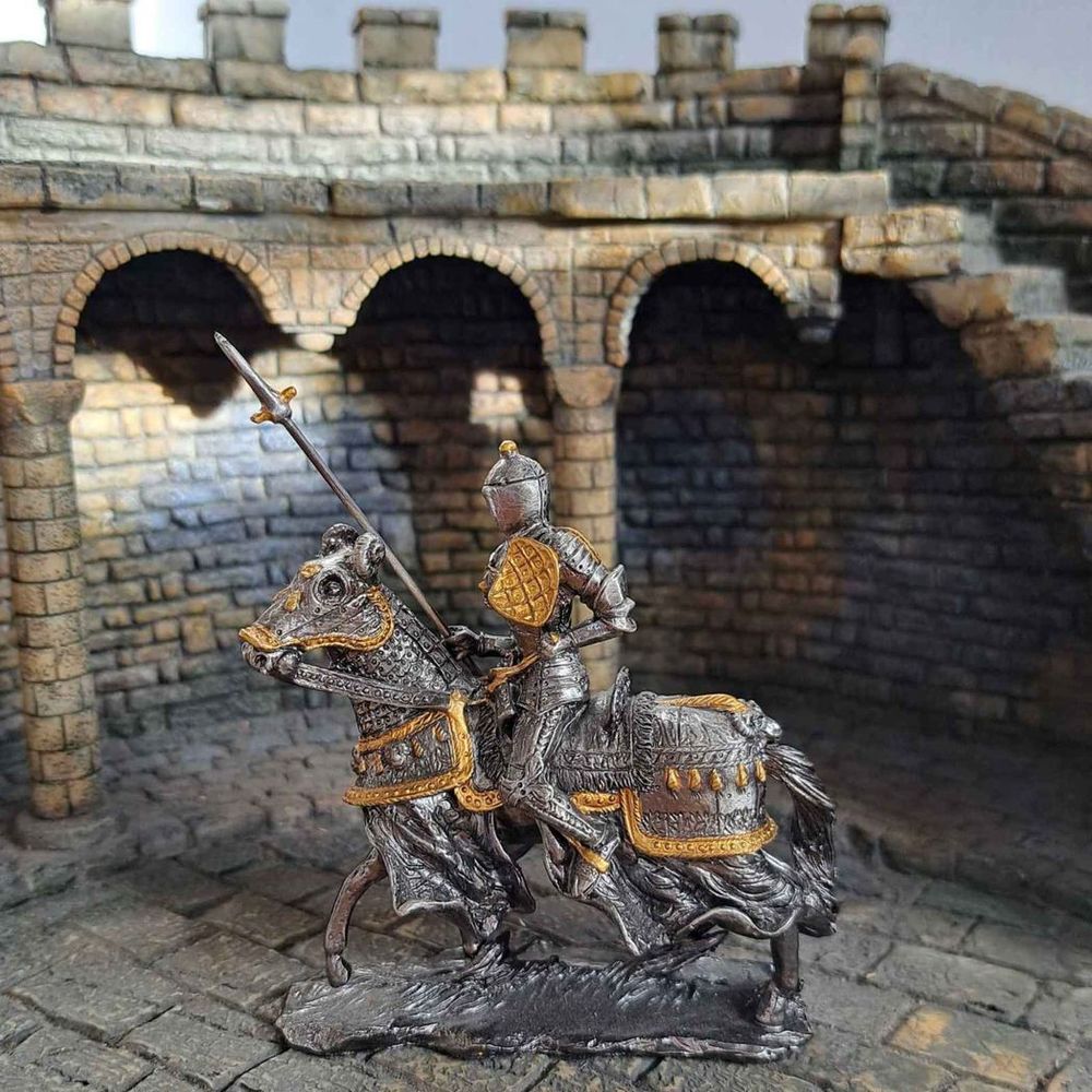 Jousting Tournament Knight Solid Metal Sculpture 11.5cm height Figure