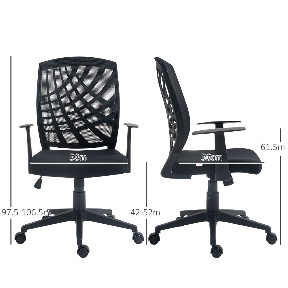 HOMCOM Mesh Office Chair - Adjustable, Ergonomic, Swivel - Black. High-Quality, Comfortable, & Convenient for All-Day Use.
