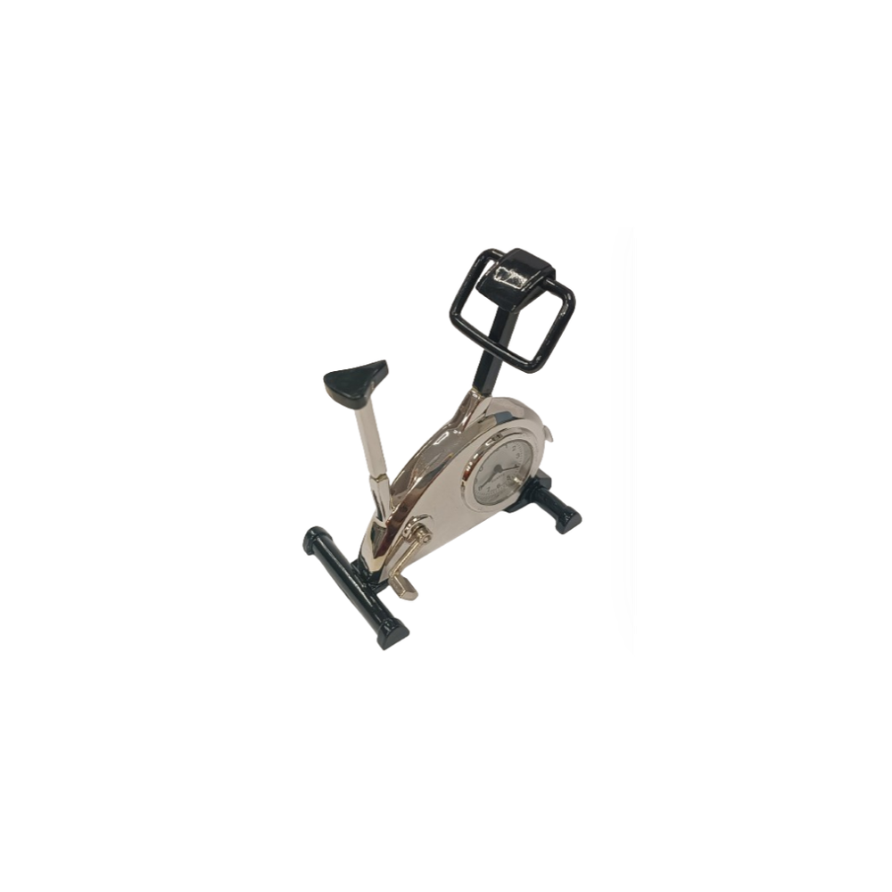 Miniature Clock Silver Plated Metal Gym Exercize Bike Equipment Solid Brass IMP1093 - CLEARANCE NEEDS RE-BATTERY